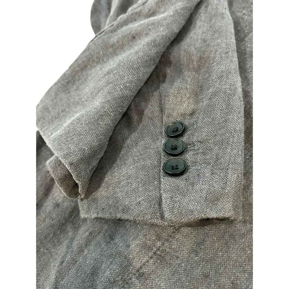 Grey Linen Blend Two Button Blazer Jacket Mens Size 42 Casual Sport Coat